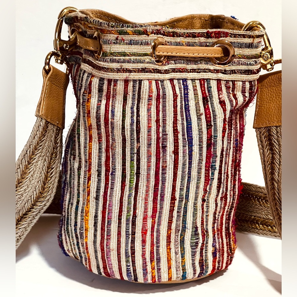 NWOT Anthropologie Claramonte Baby Angelo Drawstring Multi Gold Hobo Bucket Bag - Picture 12 of 16